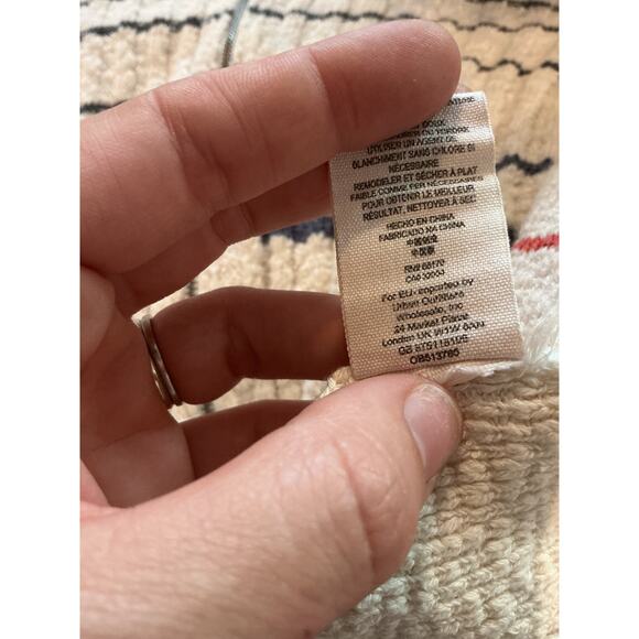 Free People Rossi Ribbed Knit Half Zip Pullover Sweater Large White Striped Boho - Picture 11 of 11